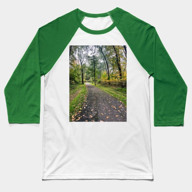 Late September Morning New England Nature Walk - autumn leaves Baseball T-Shirt by offdutyplaces